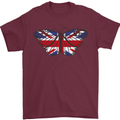 Union Jack Butterfly British Britain Flag Mens T-Shirt 100% Cotton Maroon