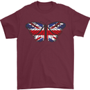 Union Jack Butterfly British Britain Flag Mens T-Shirt 100% Cotton Maroon