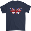 Union Jack Butterfly British Britain Flag Mens T-Shirt 100% Cotton Navy Blue