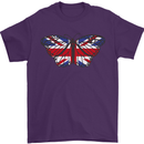 Union Jack Butterfly British Britain Flag Mens T-Shirt 100% Cotton Purple