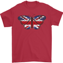 Union Jack Butterfly British Britain Flag Mens T-Shirt 100% Cotton Red