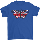Union Jack Butterfly British Britain Flag Mens T-Shirt 100% Cotton Royal Blue