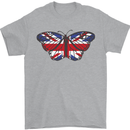 Union Jack Butterfly British Britain Flag Mens T-Shirt 100% Cotton Sports Grey
