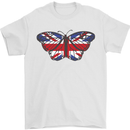 Union Jack Butterfly British Britain Flag Mens T-Shirt 100% Cotton White