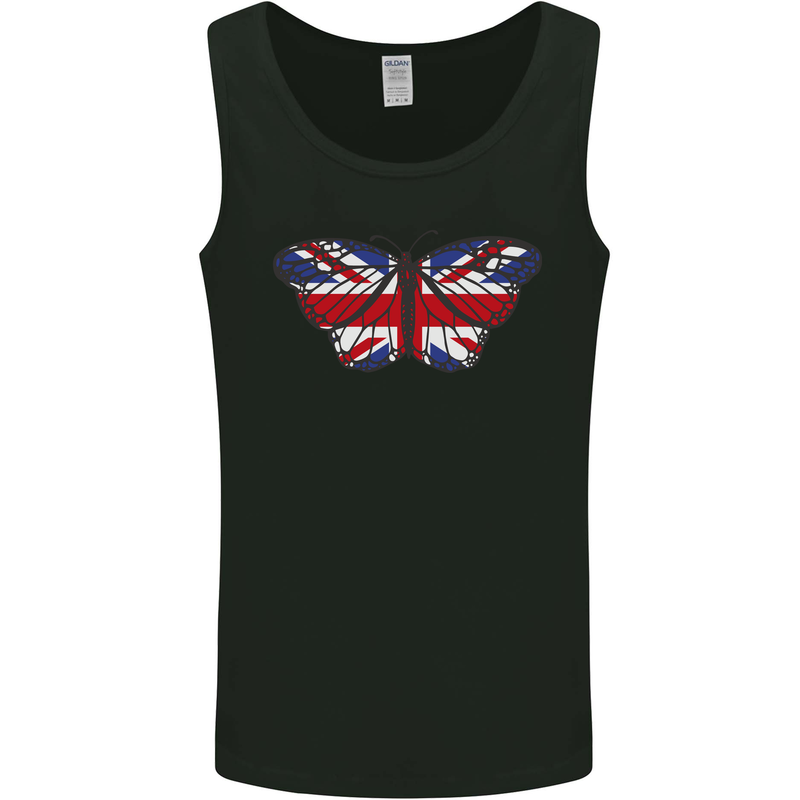 Union Jack Butterfly British Britain Flag Mens Vest Tank Top Black