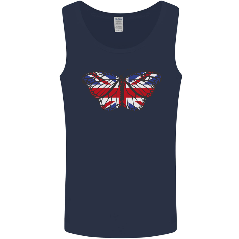 Union Jack Butterfly British Britain Flag Mens Vest Tank Top Navy Blue