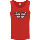 Union Jack Butterfly British Britain Flag Mens Vest Tank Top Red