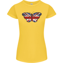 Union Jack Butterfly British Britain Flag Womens Petite Cut T-Shirt Yellow