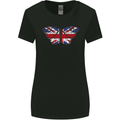 Union Jack Butterfly British Britain Flag Womens Wider Cut T-Shirt Black