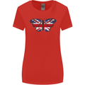 Union Jack Butterfly British Britain Flag Womens Wider Cut T-Shirt Red