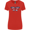 Union Jack Butterfly British Britain Flag Womens Wider Cut T-Shirt Red