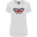 Union Jack Butterfly British Britain Flag Womens Wider Cut T-Shirt White