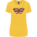Union Jack Butterfly British Britain Flag Womens Wider Cut T-Shirt Yellow