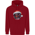 Union Jack Christmas Biker Skull British Flag Childrens Kids Hoodie Red