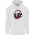 Union Jack Christmas Biker Skull British Flag Childrens Kids Hoodie White
