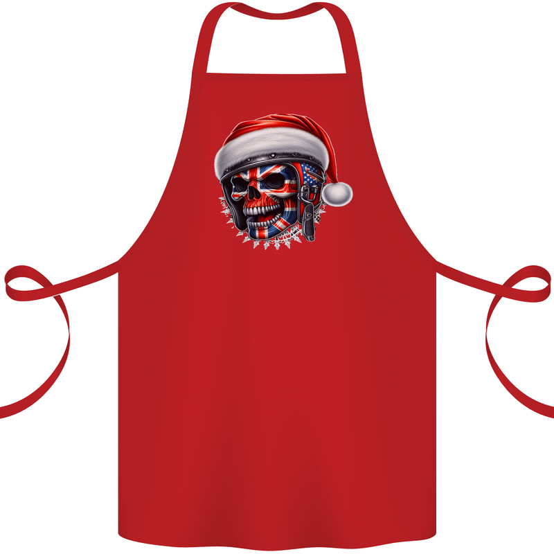 Union Jack Christmas Biker Skull British Flag Cotton Apron 100% Organic Red