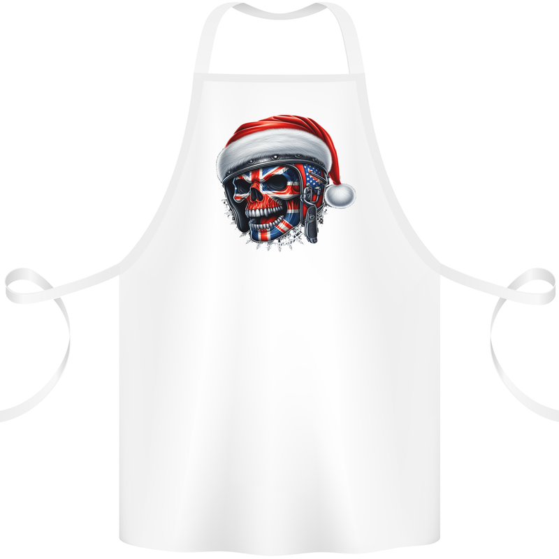 Union Jack Christmas Biker Skull British Flag Cotton Apron 100% Organic White