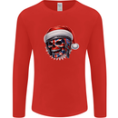 Union Jack Christmas Biker Skull British Flag Mens Long Sleeve T-Shirt Red