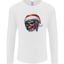 Union Jack Christmas Biker Skull British Flag Mens Long Sleeve T-Shirt White