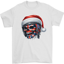 Union Jack Christmas Biker Skull British Flag Mens T-Shirt 100% Cotton White