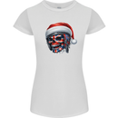 Union Jack Christmas Biker Skull British Flag Womens Petite Cut T-Shirt White
