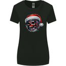 Union Jack Christmas Biker Skull British Flag Womens Wider Cut T-Shirt Black