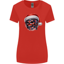 Union Jack Christmas Biker Skull British Flag Womens Wider Cut T-Shirt Red