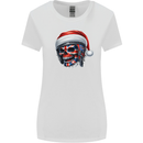 Union Jack Christmas Biker Skull British Flag Womens Wider Cut T-Shirt White
