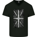 Union Jack Flag GB British UK Great Britain Mens V-Neck Cotton T-Shirt Black