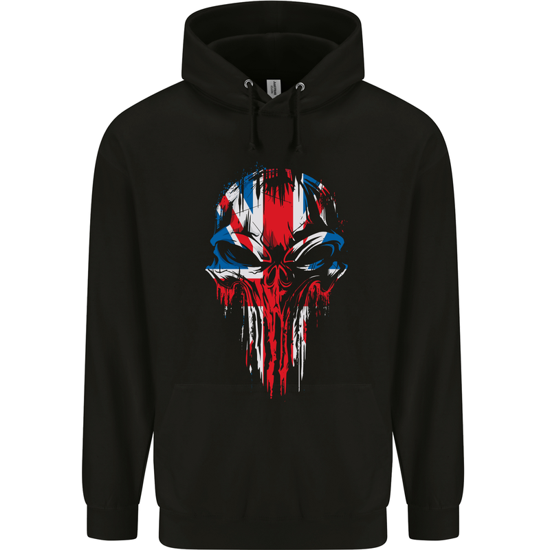 Union Jack Flag Skull Gym MMA Biker Britain Mens 80% Cotton Hoodie Black