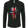 Union Jack Flag Skull Gym MMA Biker Britain Mens Long Sleeve T-Shirt Black