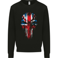 Union Jack Flag Skull Gym MMA Biker Britain Mens Sweatshirt Jumper Black