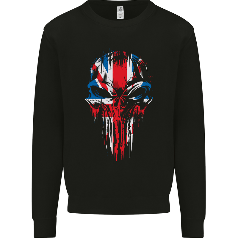 Union Jack Flag Skull Gym MMA Biker Britain Mens Sweatshirt Jumper Black