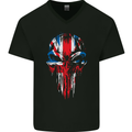 Union Jack Flag Skull Gym MMA Biker Britain Mens V-Neck Cotton T-Shirt Black