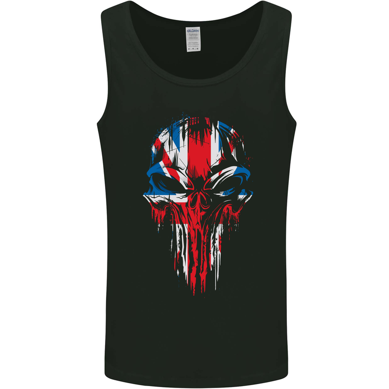 Union Jack Flag Skull Gym MMA Biker Britain Mens Vest Tank Top Black