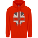 Union Jack Skull British Gym Biker Flag Childrens Kids Hoodie Bright Red
