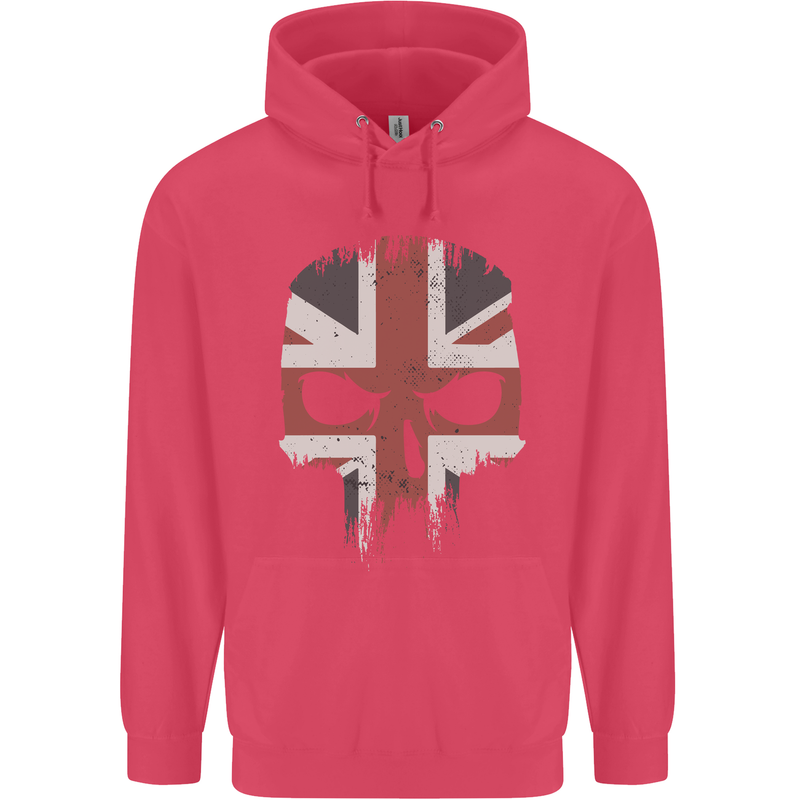 Union Jack Skull British Gym Biker Flag Childrens Kids Hoodie Heliconia