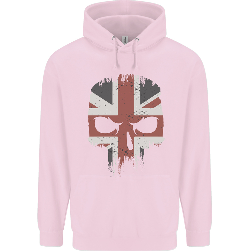 Union Jack Skull British Gym Biker Flag Childrens Kids Hoodie Light Pink