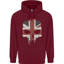 Union Jack Skull British Gym Biker Flag Childrens Kids Hoodie Maroon