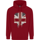 Union Jack Skull British Gym Biker Flag Childrens Kids Hoodie Red