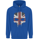 Union Jack Skull British Gym Biker Flag Childrens Kids Hoodie Royal Blue