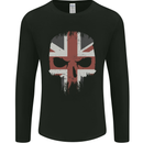 Union Jack Skull British Gym Biker Flag Mens Long Sleeve T-Shirt Black