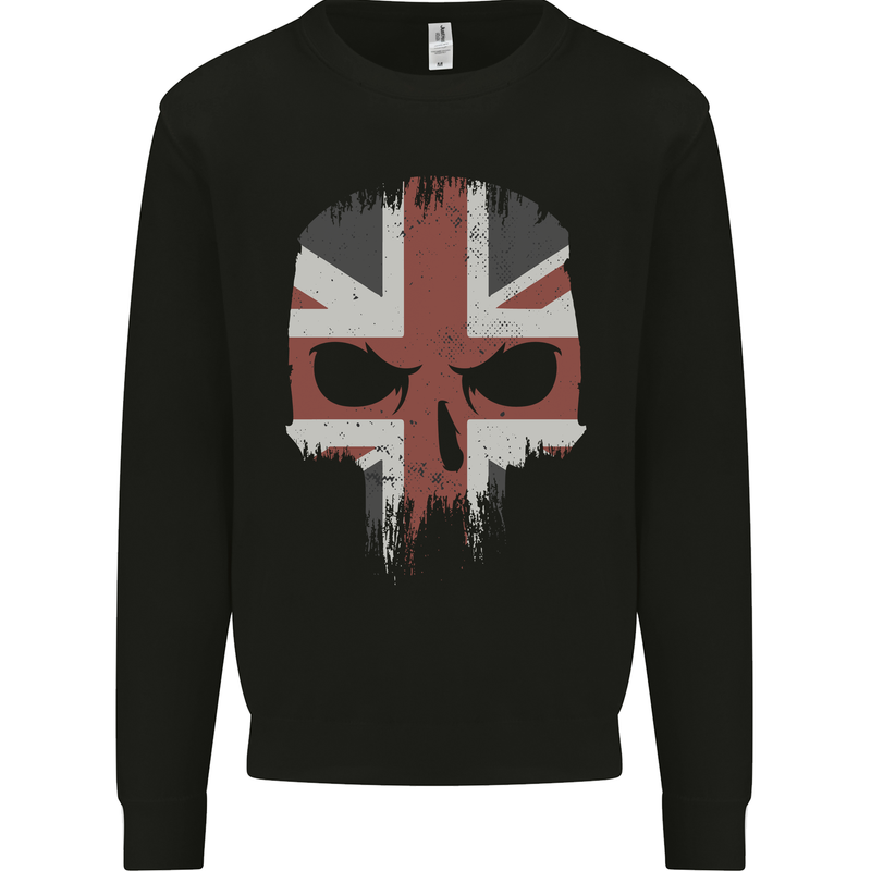 Union Jack Skull British Gym Biker Flag Mens Sweatshirt Jumper Black