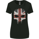 Union Jack Skull British Gym Biker Flag Womens Wider Cut T-Shirt Black