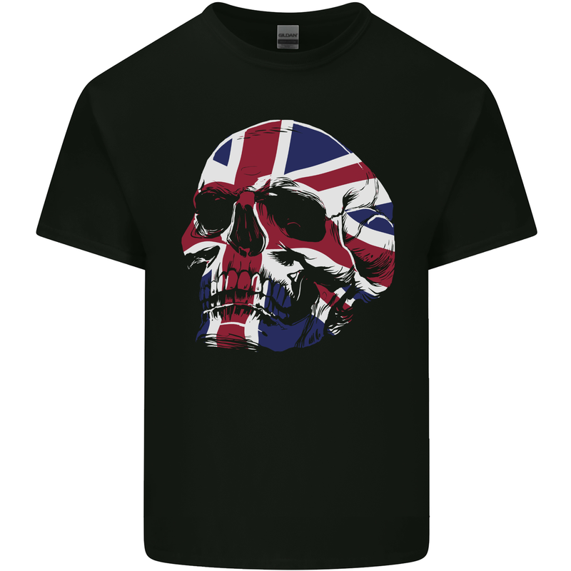 Union Jack Skull Kids T-Shirt Childrens Black