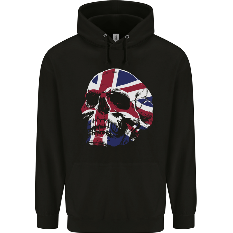 Union Jack Skull Mens 80% Cotton Hoodie Black