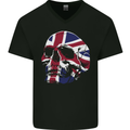 Union Jack Skull Mens V-Neck Cotton T-Shirt Black