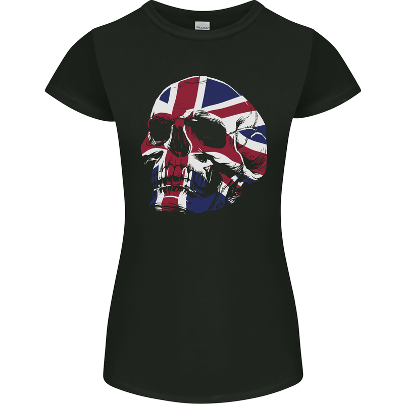 Union Jack Skull Womens Petite Cut T-Shirt Black