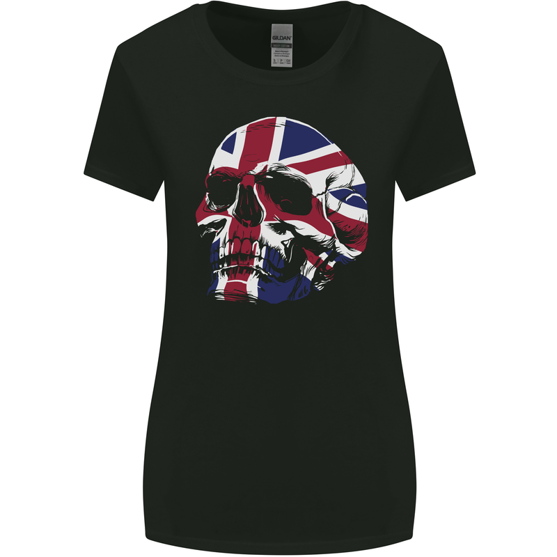 Union Jack Skull Womens Wider Cut T-Shirt Black