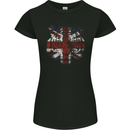 Union Jack Tiger Great Britain Flag UK Womens Petite Cut T-Shirt Black